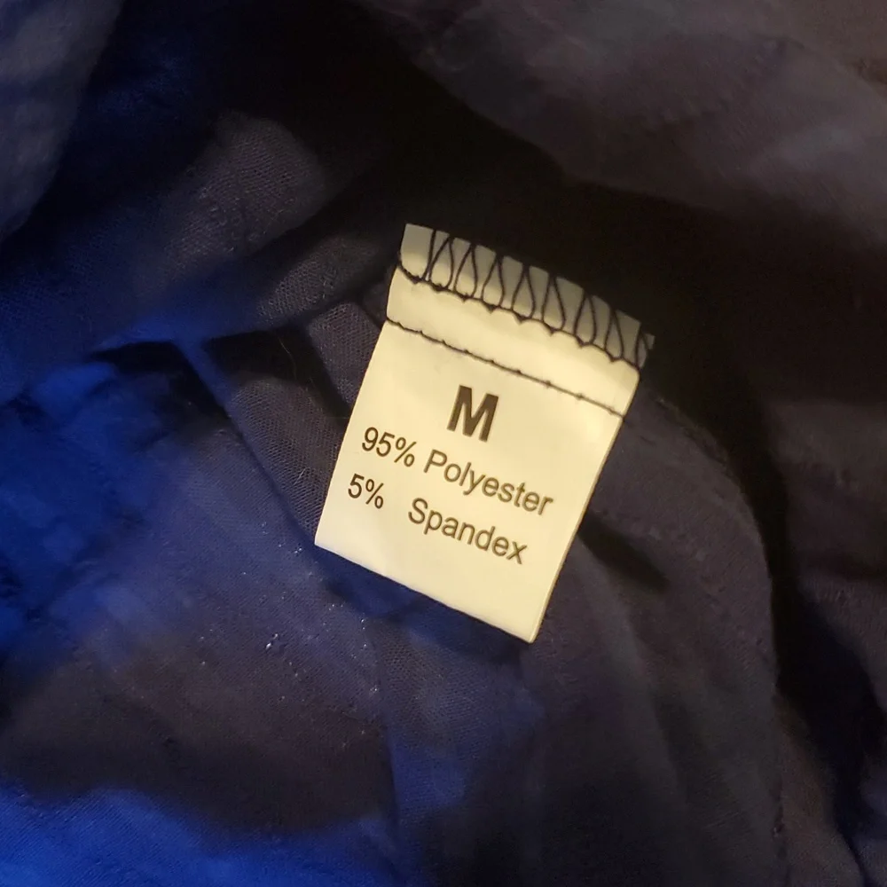 NWOT Elegant Navy Blue Lace Trim Blouse Medium - Picture 6 of 10